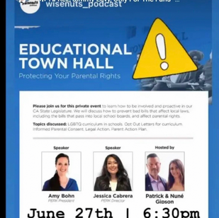 Town Halls featuring known right-wing extremists at the national level are promoted on  Glendale extremists' social media (Wise Nuts).