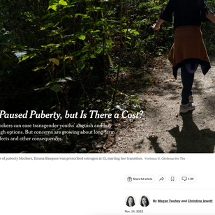 New York Times Puberty Blockers.